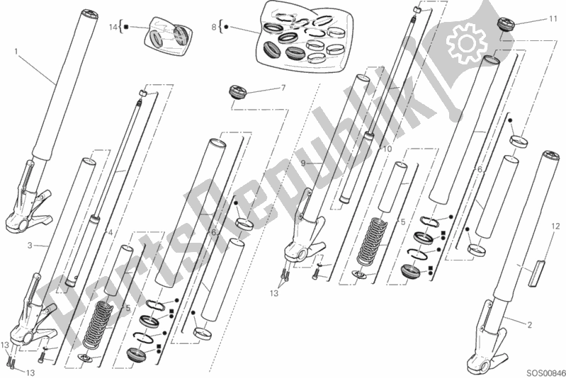 All parts for the Front Fork of the Ducati Supersport Thailand 950 2020